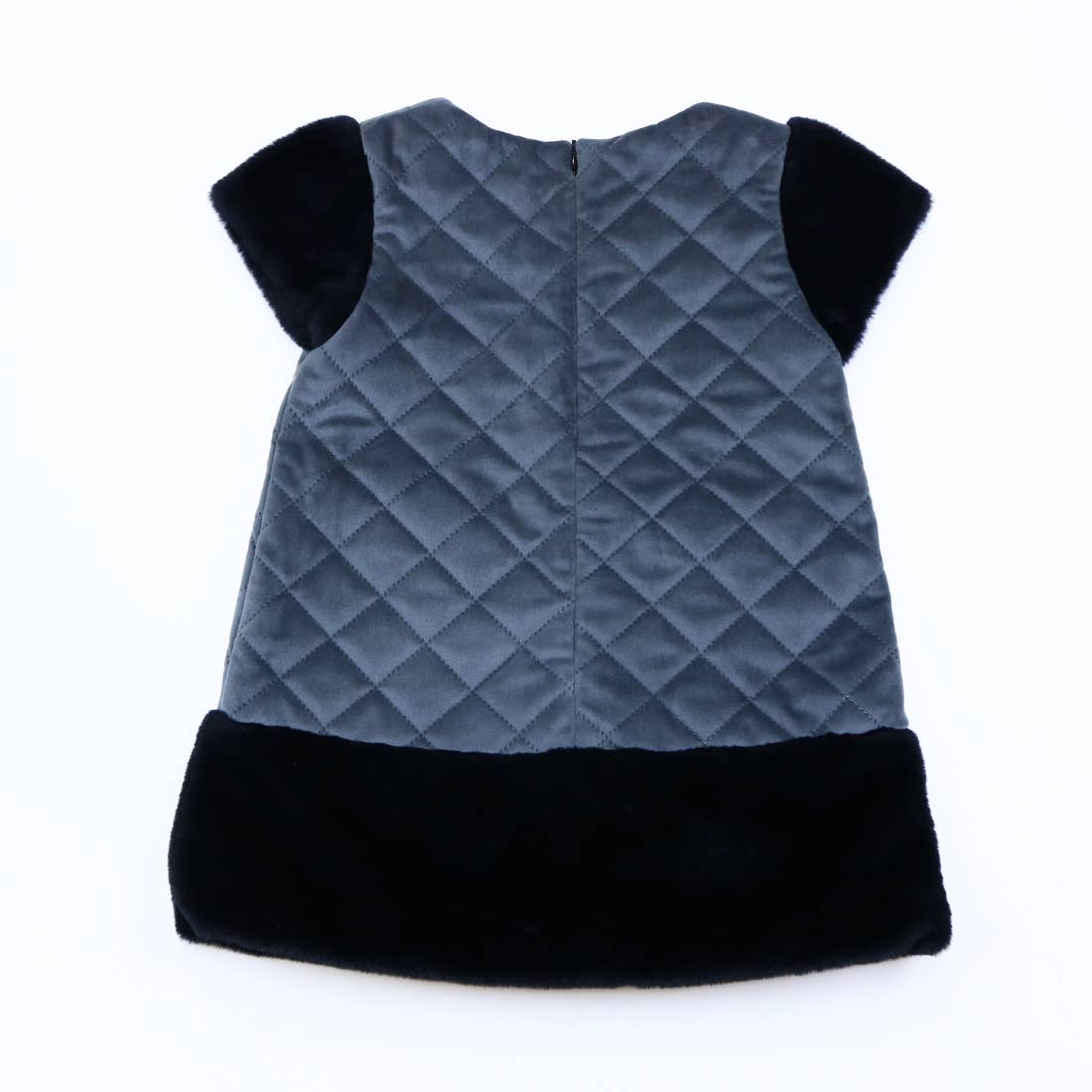 Little Ones Cute Quilted Fur Trim Dress