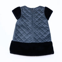 Little Ones Cute Quilted Fur Trim Dress