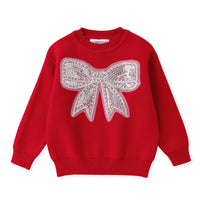 Little Ones Red Sparkle Bow Christmas Sweater