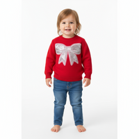 Little Ones Red Sparkle Bow Christmas Sweater