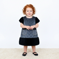 Little Ones Cute Quilted Fur Trim Dress
