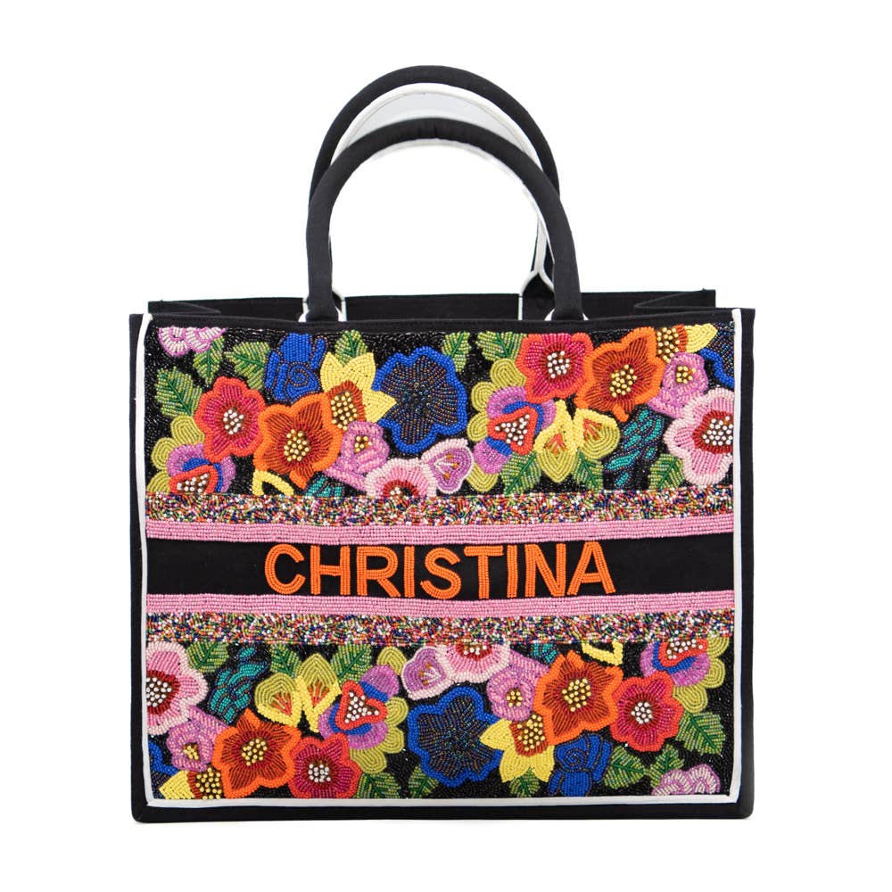 Beaded Floral Tote - Personalize yours today