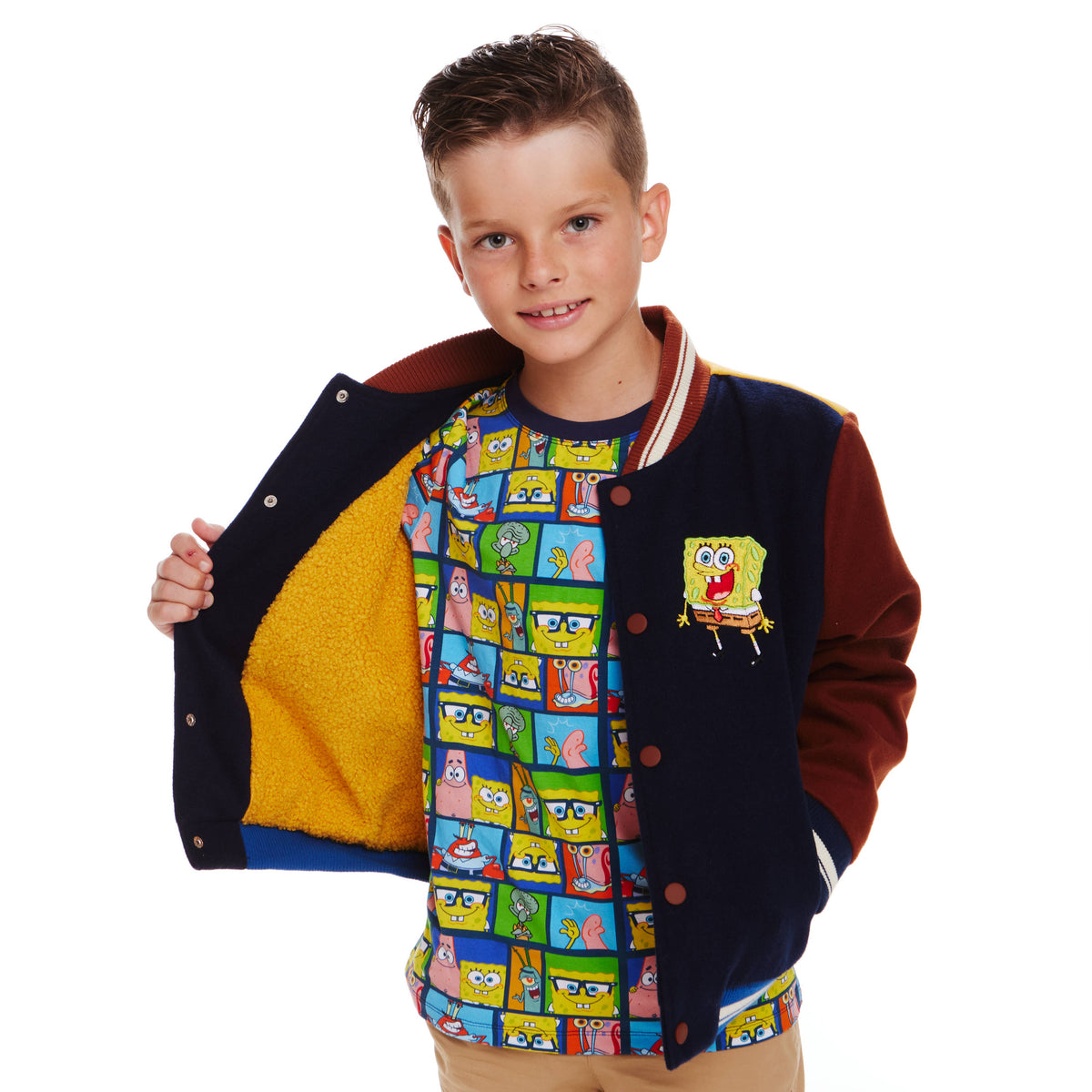 Little Ones SpongeBob SquarePants™ Patchwork Varsity Bomber