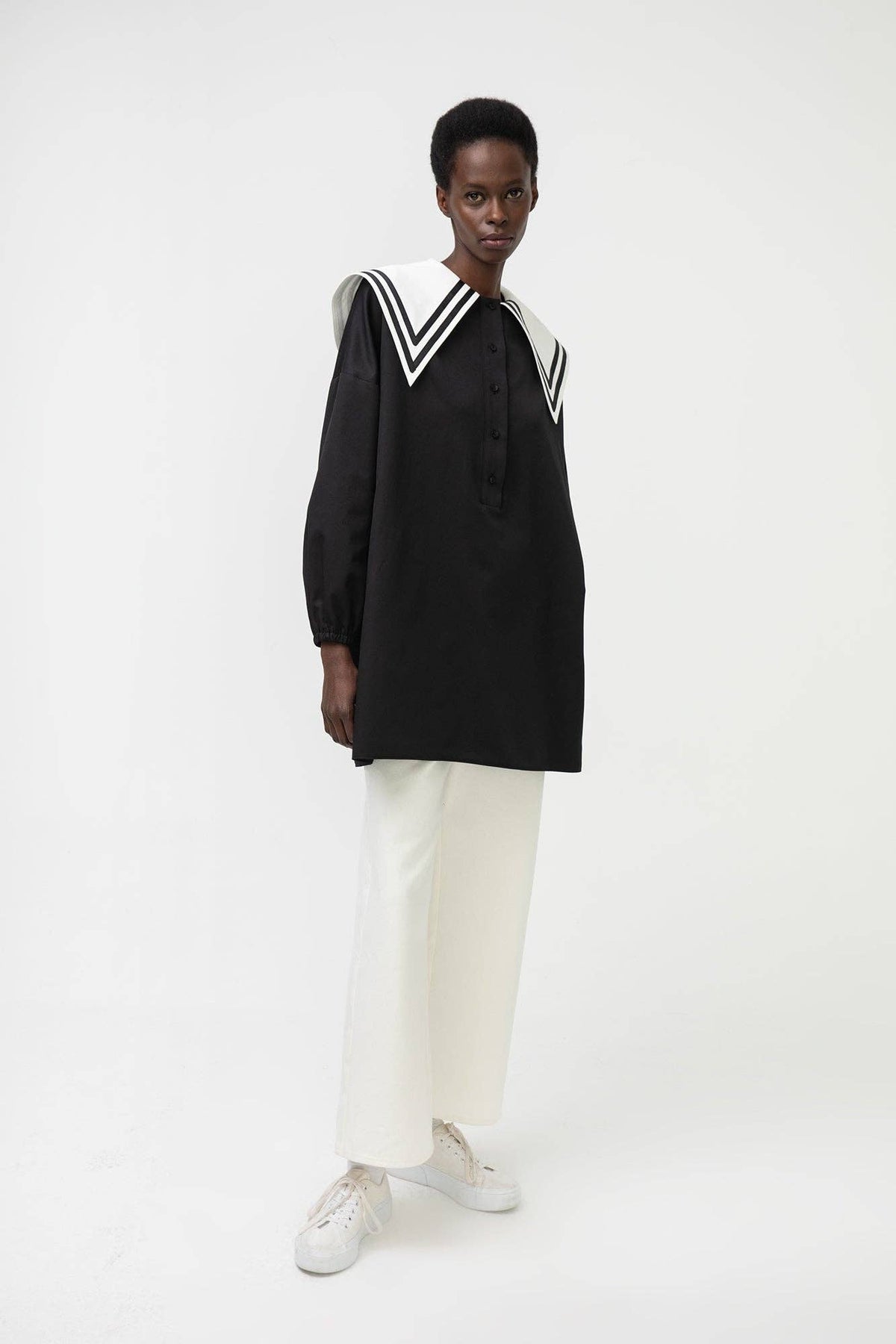 The Penelope Poplin Wide Collar Top