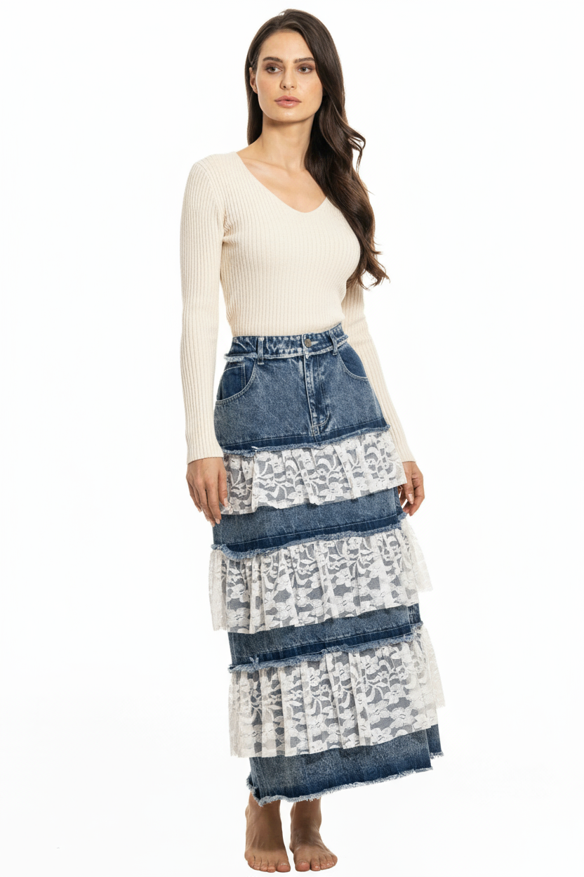 The Denim & Lace Skirt
