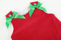 Little Ones Red Corduroy Christmas Bow Dress