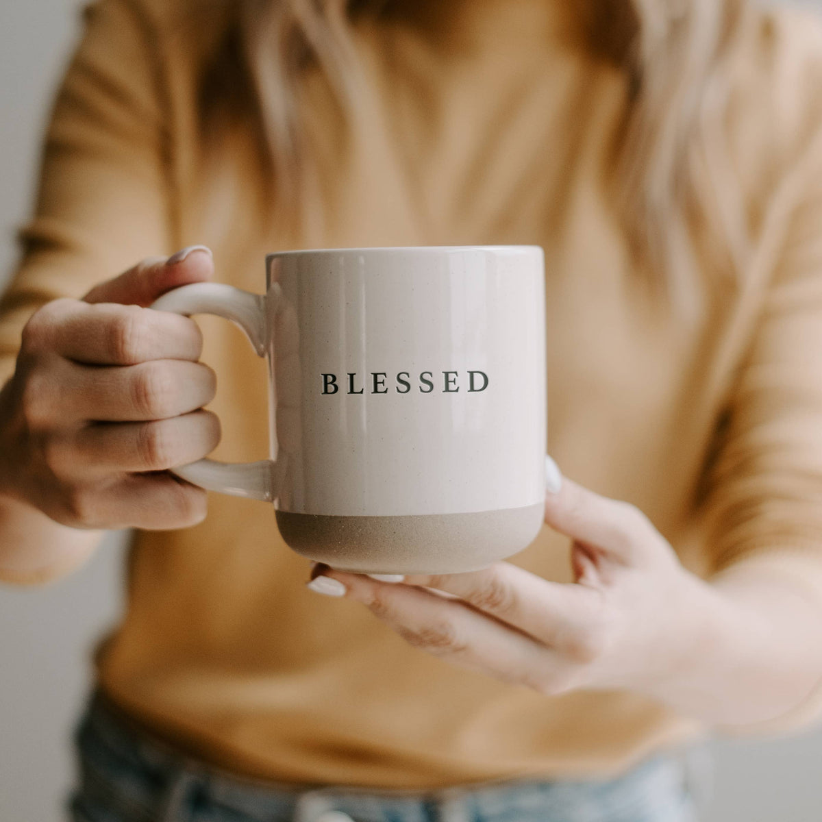 Stoneware Coffee Mug - 'Blessed'