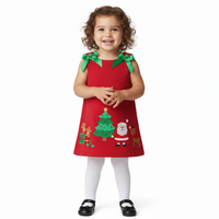 Little Ones Red Corduroy Christmas Bow Dress