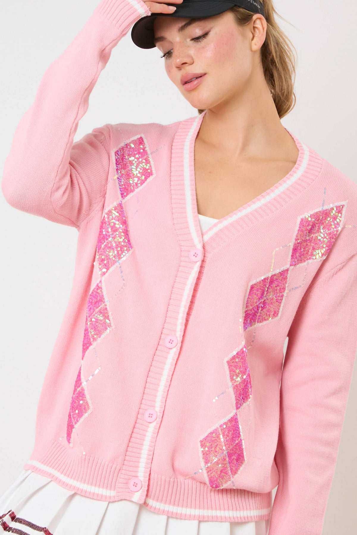 The Gianna Pink Sequin Cardigan