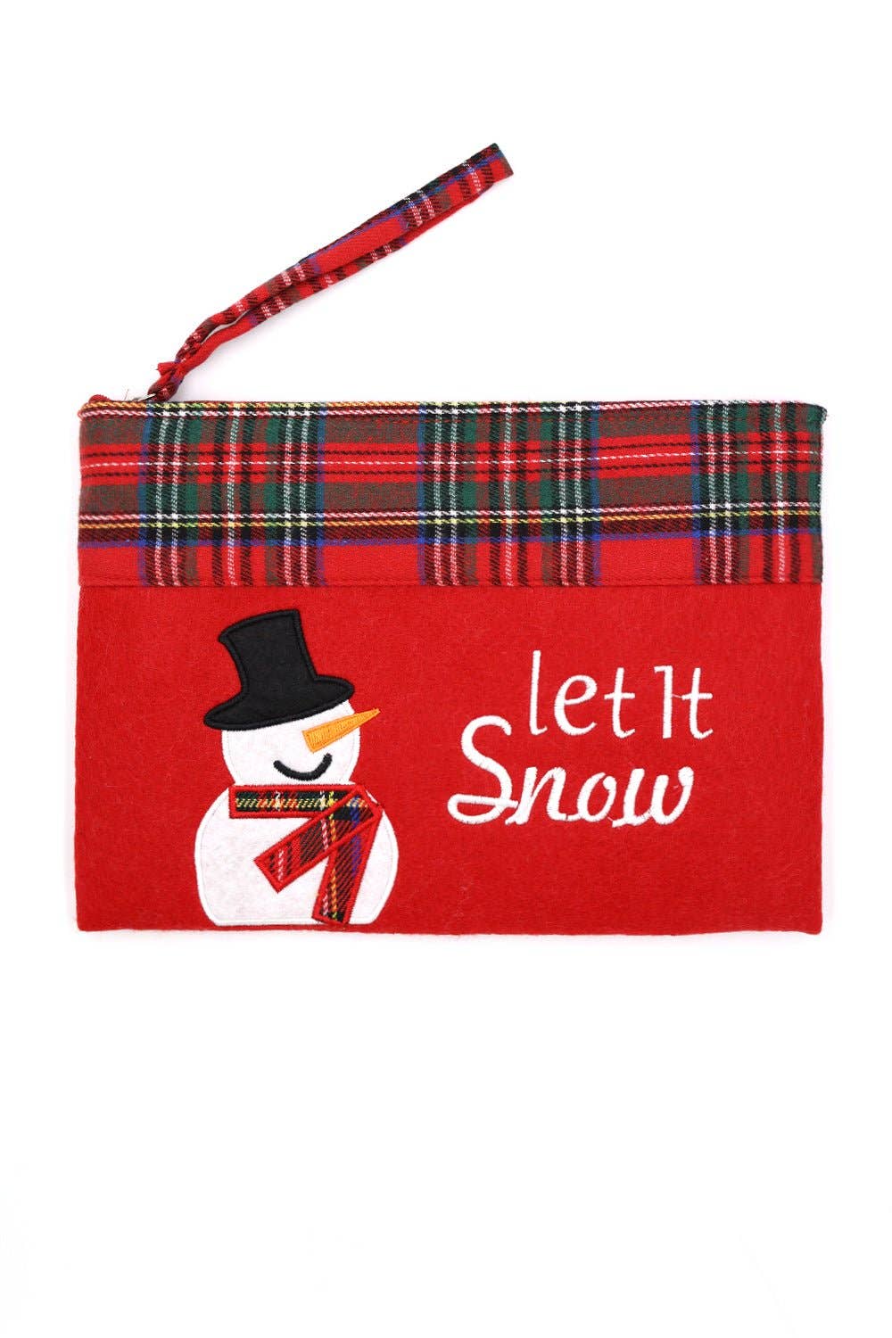 Christmas Let it Snow Snowman  Felt Pouch/Wristlet