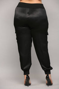 Curvy Breanna Satin Cargo Joggers