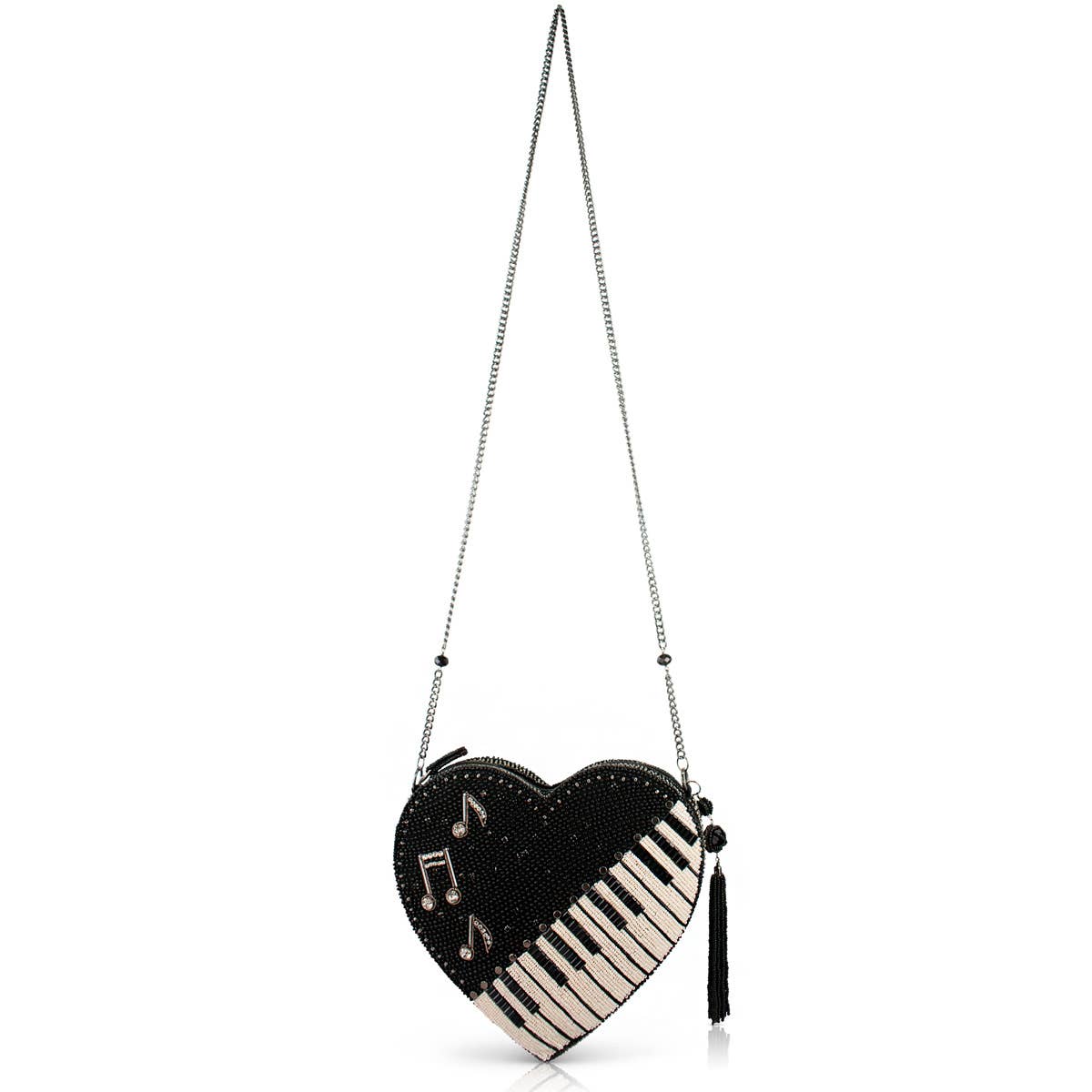 Heart Beat Heart Shaped Beaded Piano Keys Crossbody Handbag