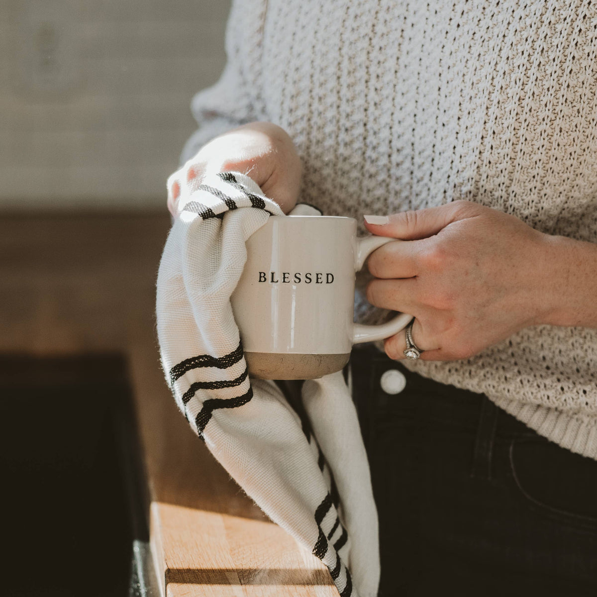 Stoneware Coffee Mug - 'Blessed'