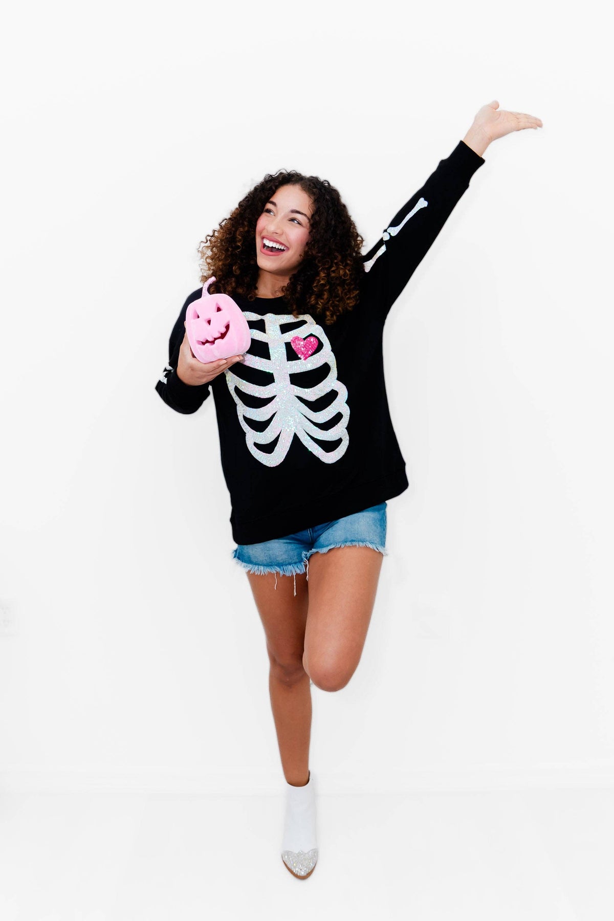 Skeleton Sequin Embellished Sweatshirt