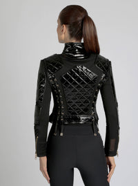 Crushed Patent Leather Gold Mesh Moto JLS