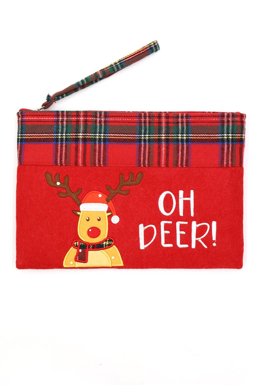 Christmas Oh Deer Reindeer Felt Pouch