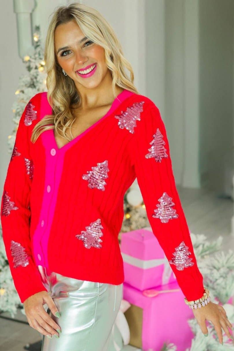 Christmas Tree Sequin Cardigan