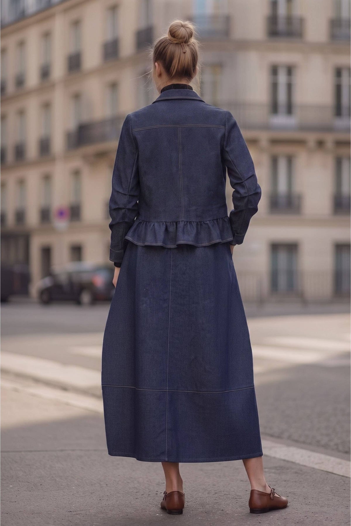 Bianca Drawstring Midi Denim Skirt