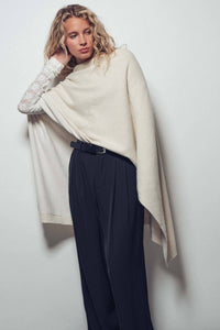Asymmetrical Back Slit Knit Poncho
