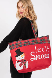 Christmas Let it Snow Snowman Felt Tote Bag