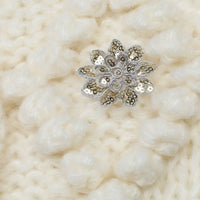 Hand-Knitted Sequined Flower Cardigan Sweater