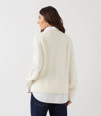 Rhinestone Embroidered Flower Layered Sweater