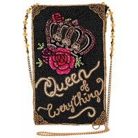 Queen of Everything Beaded Crown and Rose Crossbody Bag