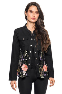 The Poppy Black Denim Lace Jacket