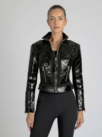 Crushed Patent Leather Gold Mesh Moto JLS