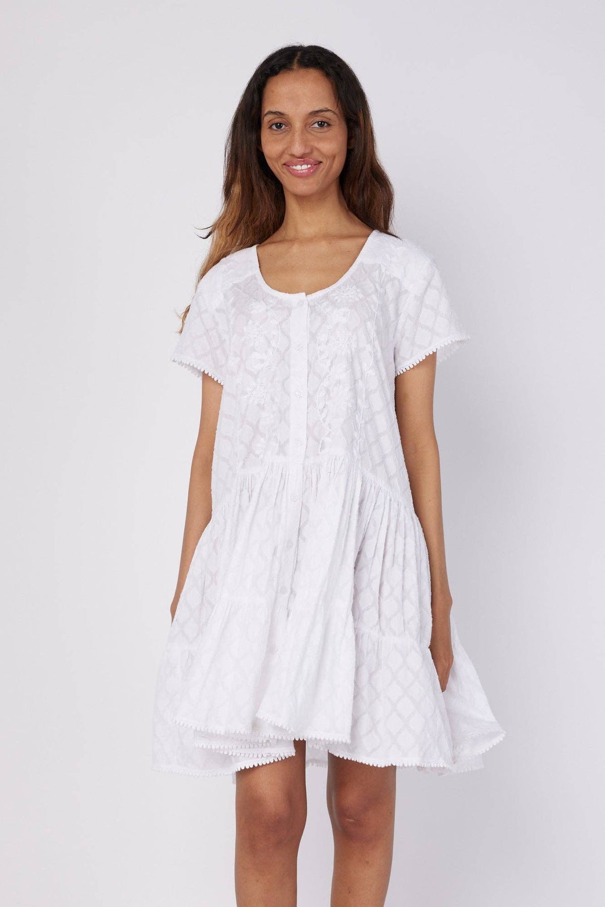 The Simonetta White Embroidered Dress