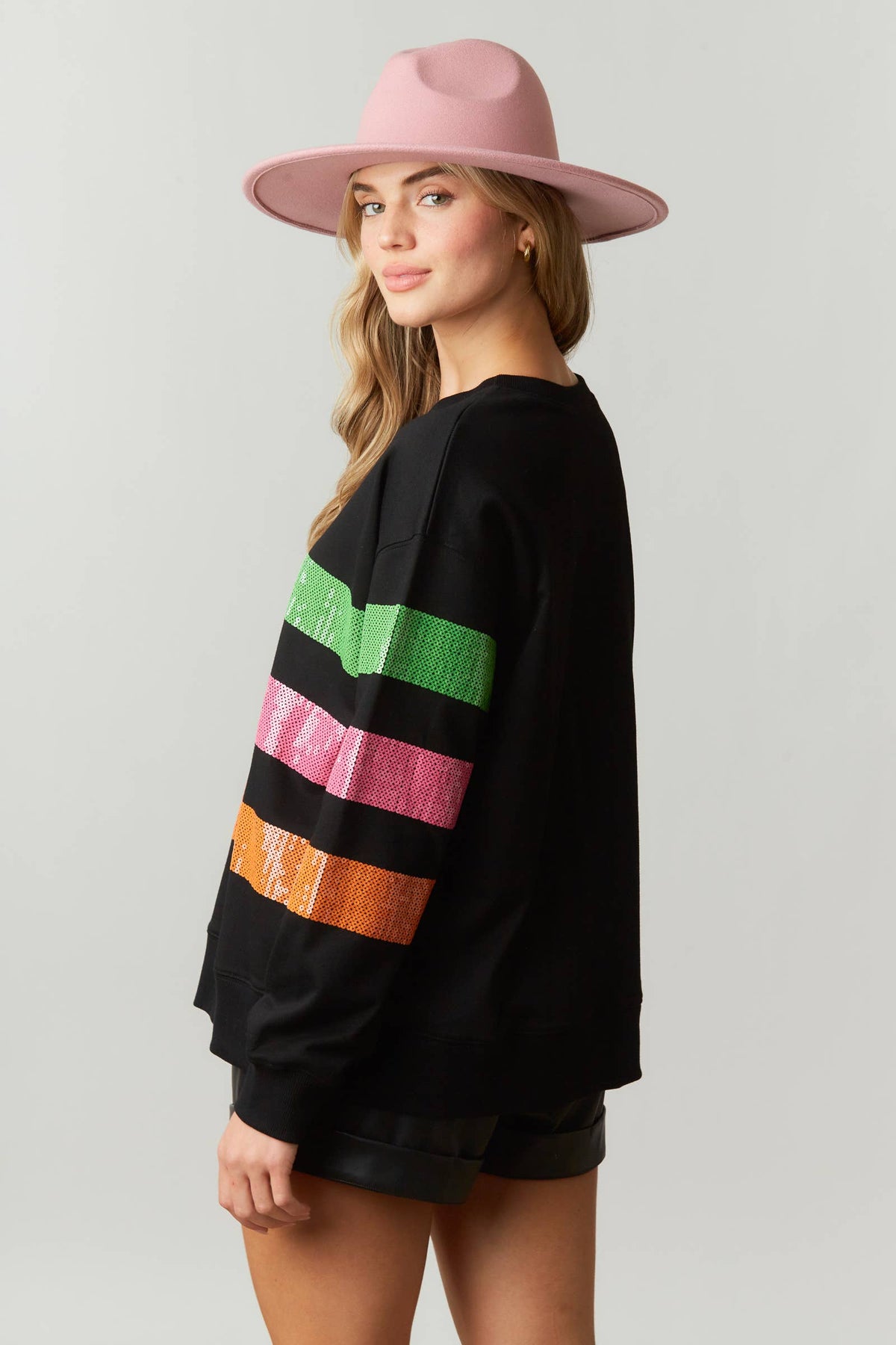 The Jaylene Multicolor Sequin Stripe Sweatshirt