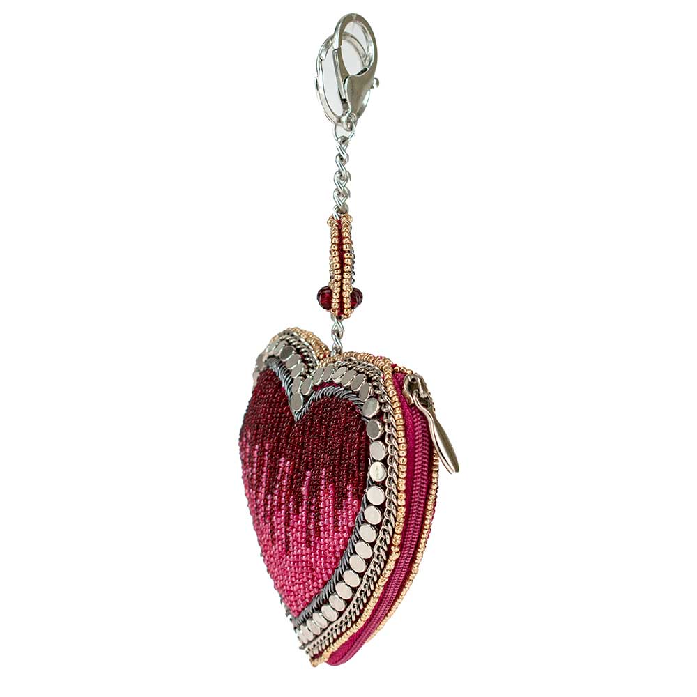 Have a Heart Beaded Red Heart and Crown Coin Purse Key Fob
