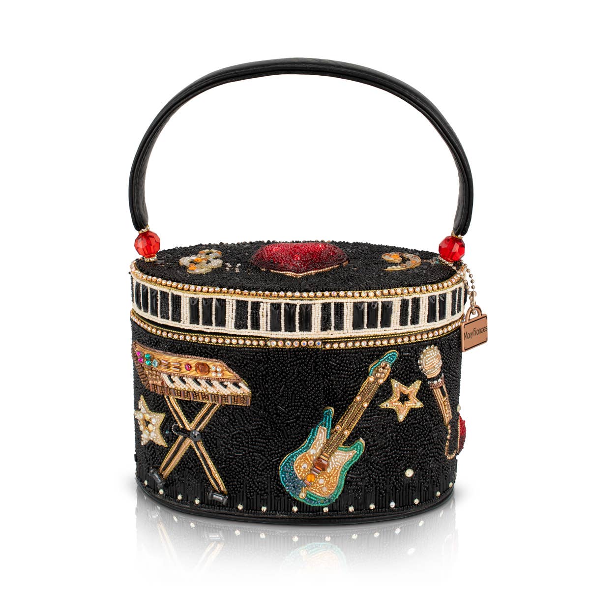 Jam Session Beaded Music Inspired Top Handle Bag