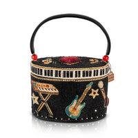 Jam Session Beaded Music Inspired Top Handle Bag