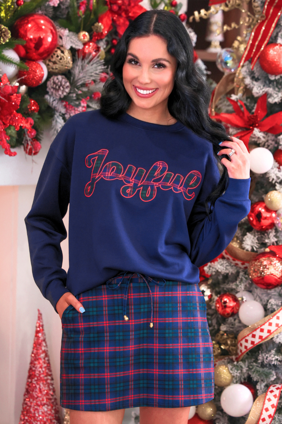 Joyful Plaid Pullover & Skort Set