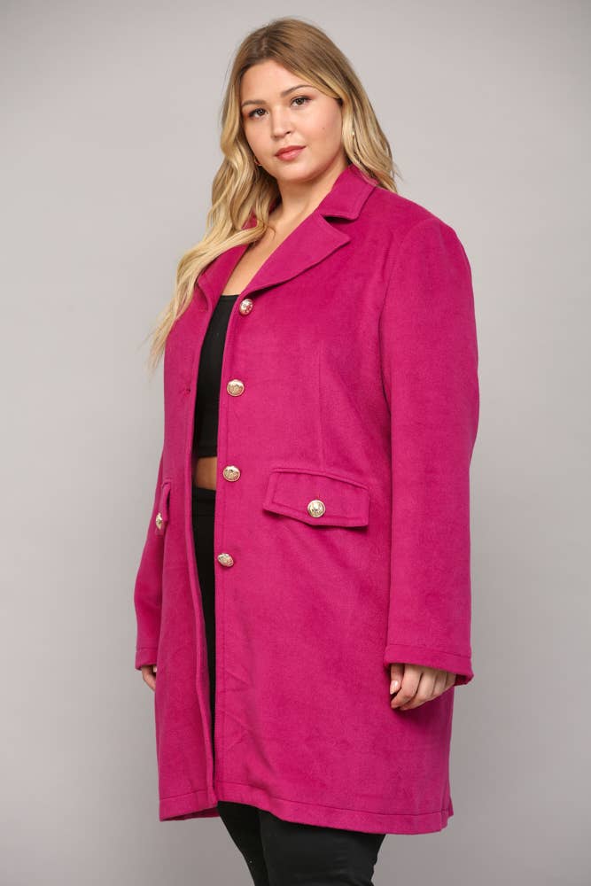 Curvy Michelle Front Buttoned Long Coat