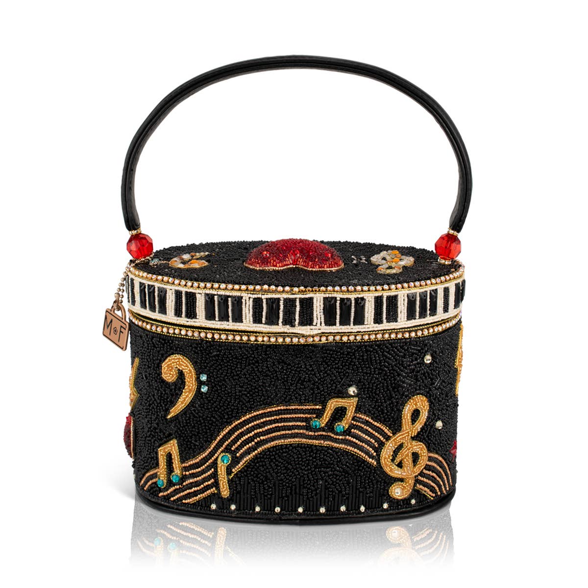 Jam Session Beaded Music Inspired Top Handle Bag