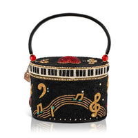Jam Session Beaded Music Inspired Top Handle Bag