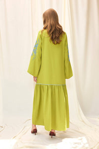 Embroidered Linen Blend Maxi Dress