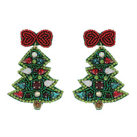 Christmas Jeweled Tree Beaded Earrings