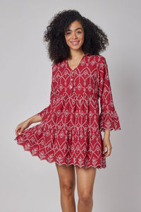 The Cadenza Red Embroidered Dress