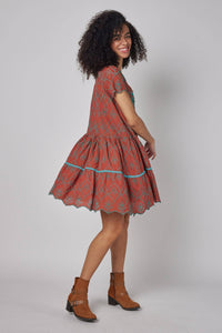 The Belen Brown Hued Embroidered Dress