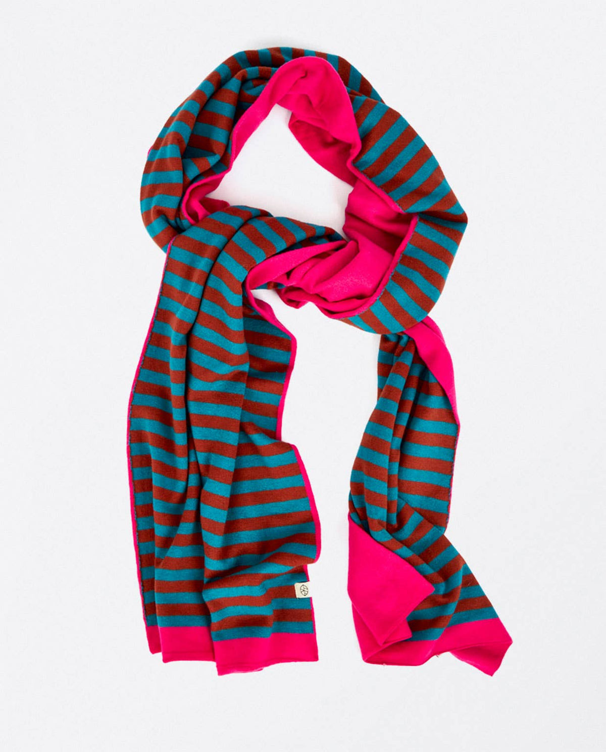 Double knitted scarf with stripes and plain