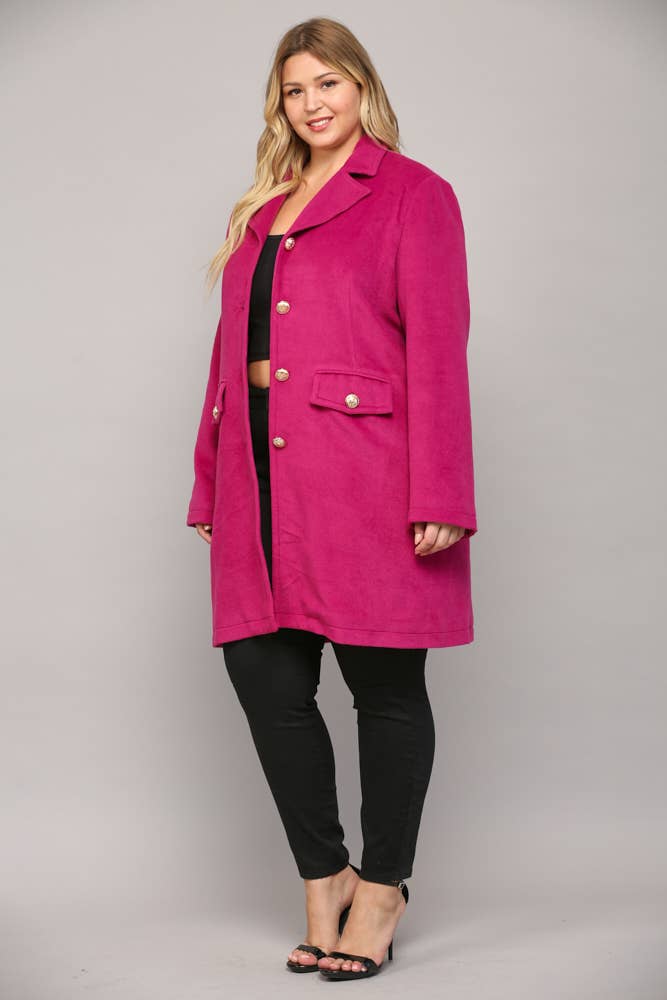 Curvy Michelle Front Buttoned Long Coat