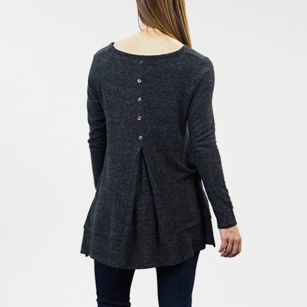 The Cozy, long sleeve tunic with button back