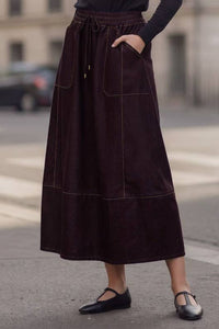 Bianca Drawstring Midi Denim Skirt