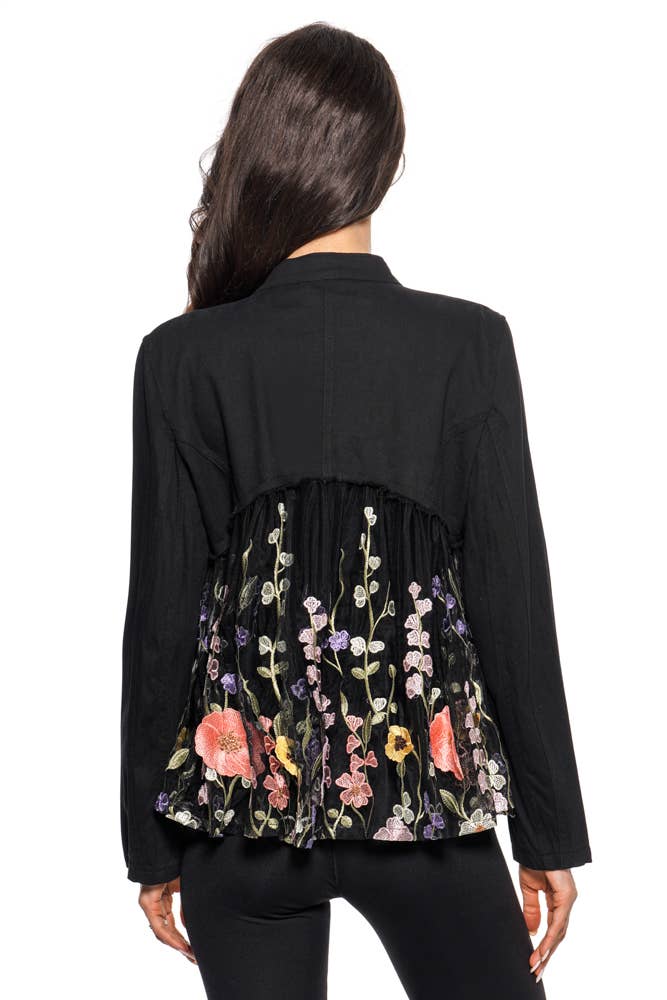 The Poppy Black Denim Lace Jacket