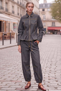 Piper Ruffle Hem Denim Jacket