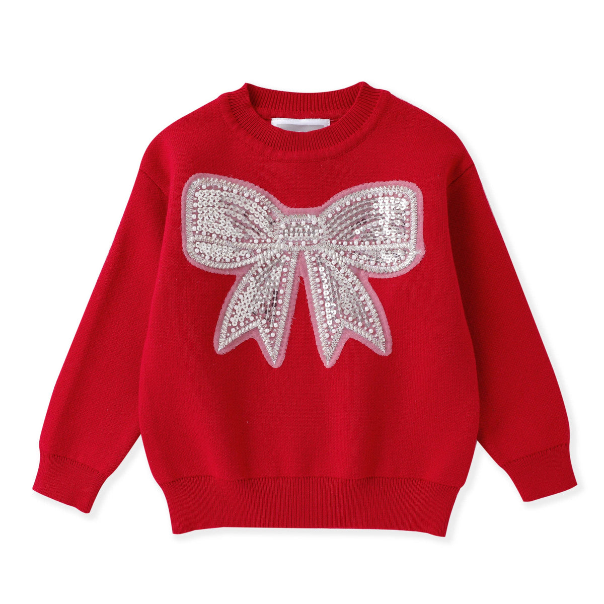 Little Ones Red Sparkle Bow Christmas Sweater