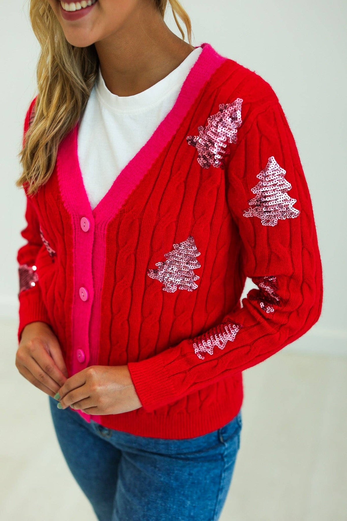 Christmas Tree Sequin Cardigan